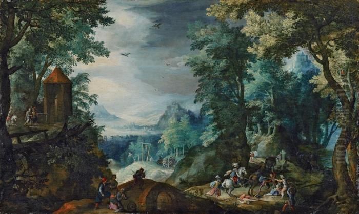 Waldlandschaft Mit Uberfall Oil Painting by Pieter Stevens