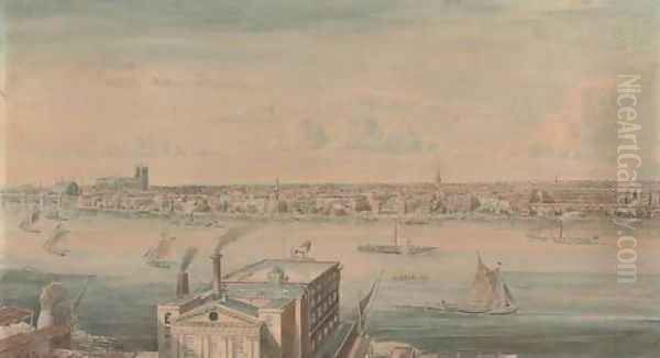 View from above Goding's New Lion Ale Brewery Oil Painting by Gideon Yates