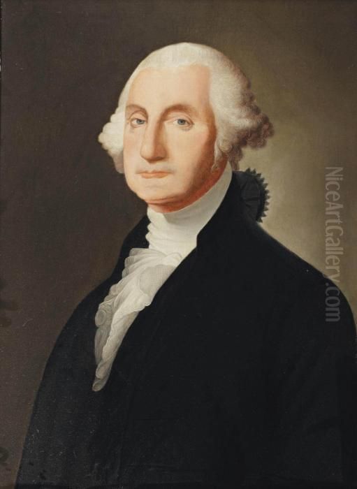 Portrait Of George Washington , 
First President Of The United States, Bust-length, In A Black Coat And A
 White Chemise Oil Painting by Gilbert Stuart