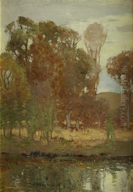 On The River Bank Oil Painting by Alick Riddell Sturrock