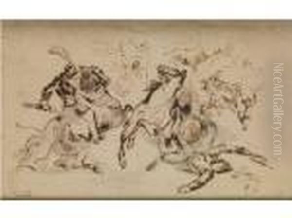 Schlachtenszene Oil Painting by Bertalan Szekely