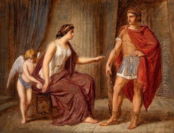 Theseus Und Ariadne Oil Painting by Bertalan Szekely