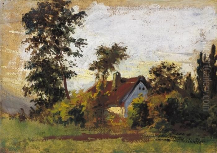 Farm In Szada Oil Painting by Bertalan Szekely