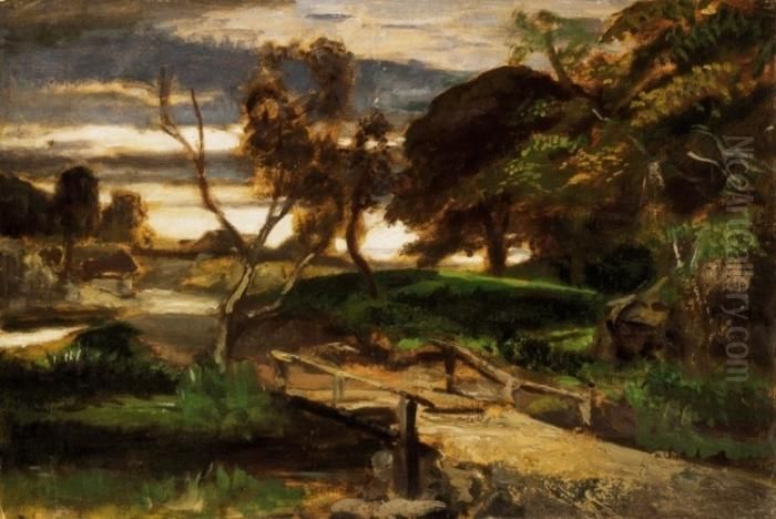 Twilight In The Park In Szada Oil Painting by Bertalan Szekely