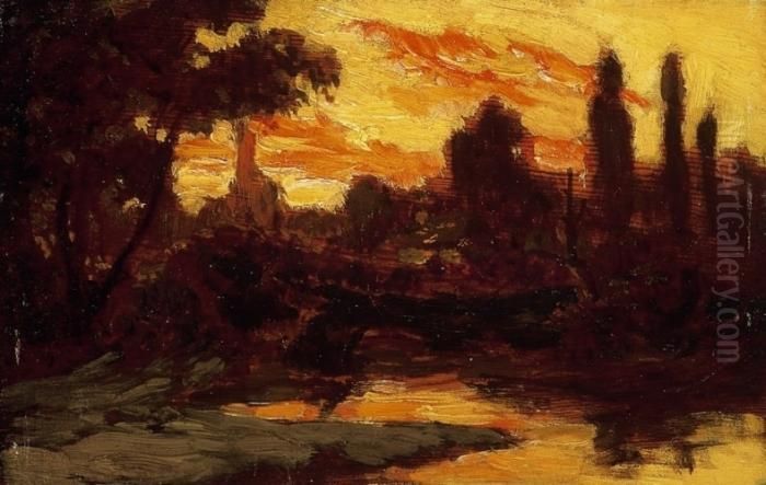 Twilight Oil Painting by Bertalan Szekely