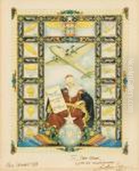 Airmails Of The World Oil Painting by Arthur Szyk