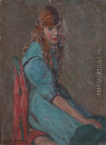 Portrait De Jeune Fille Oil Painting by Yasushi Tanaka