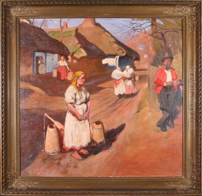 Zaloty Oil Painting by Wlodzimierz Tetmajer