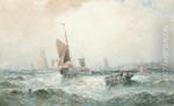 Congested Waters In The Channel Oil Painting by William A. Thornley or Thornbery