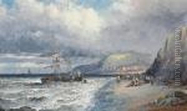 After The Gale, Scarborough Oil Painting by William A. Thornley or Thornbery