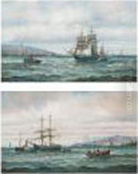 A Breezy Day At The Mouth Of The Thames Oil Painting by William A. Thornley or Thornbery