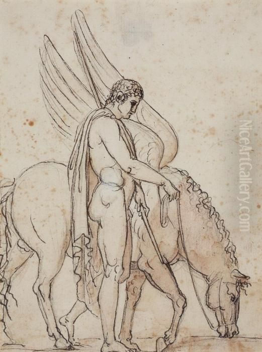 Bellerophon Und Pegasus Oil Painting by Bertel Thorvaldsen