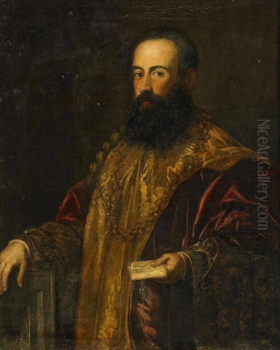 Portratt Av Pavligt Sandebud Oil Painting by Jacopo Tintoretto (Robusti)