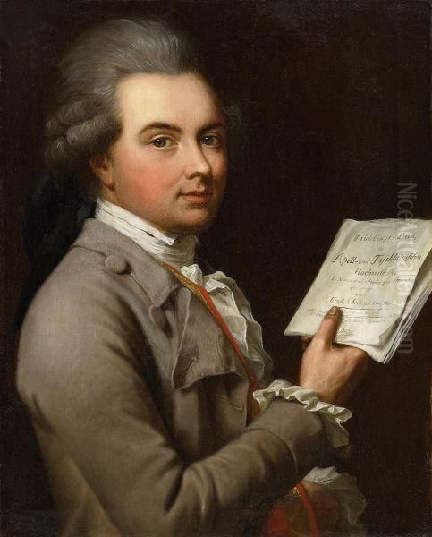 Portrait Of Ernst Christoph 
Dreâ”œÆ’ler With The Manuscript Of A Spring Song, On The Occasion Of The 
Marriage Of David August Von Apell To Wilhelmine Caroline Amalie 
Tischbein In 1778 Oil Painting by Johann Heinrich The Elder Tischbein