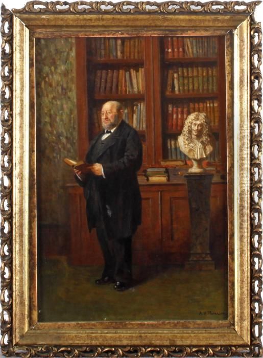 Gentleman In The Library Oil Painting by Alfred Holst Tourrier