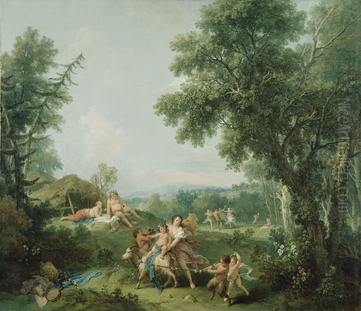 Landscape with the Education of Bacchus Oil Painting by Francesco Zuccarelli