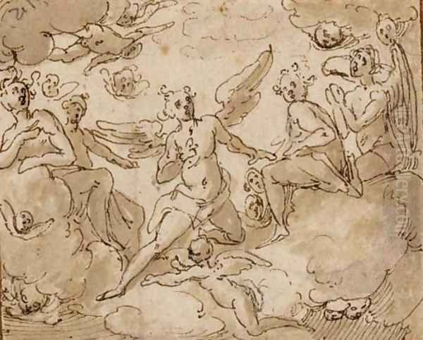 Des anges sur des nuages Oil Painting by Federico Zuccaro