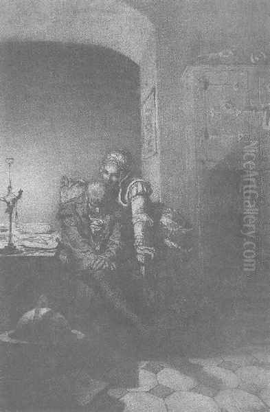 Illustration to Imre Madachs The Tragedy of Man- In Prague Scene 8 1887 Oil Painting by Mihaly von Zichy