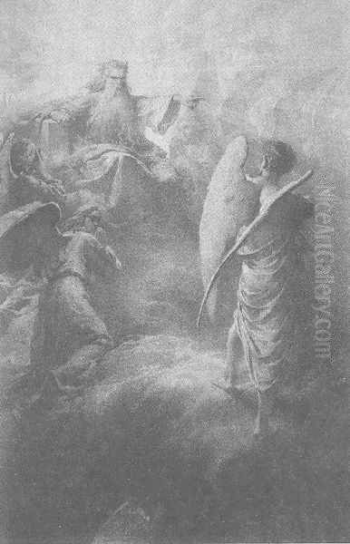 Illustration to Imre Madachs The Tragedy of Man- In the Heaven Scene 1 1887 Oil Painting by Mihaly von Zichy