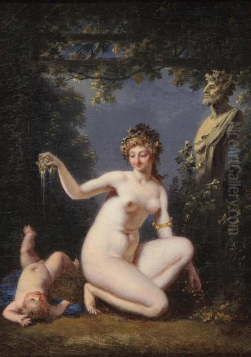 Venus And Cupid Oil Painting by Jacques Antoine Vallin