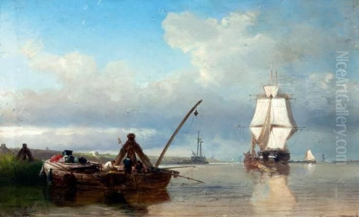 Het Oosterdok Bij Amsterdam Oil Painting by Elias Pieter van Bommel