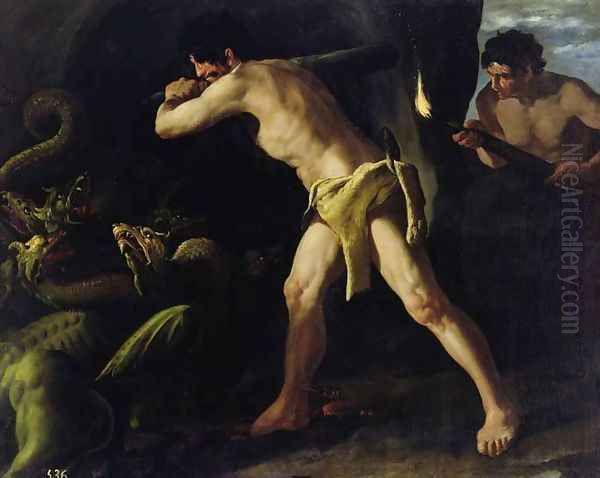 Hercules Fighting with the Lernaean Hydra, c.1634 Oil Painting by Francisco De Zurbaran