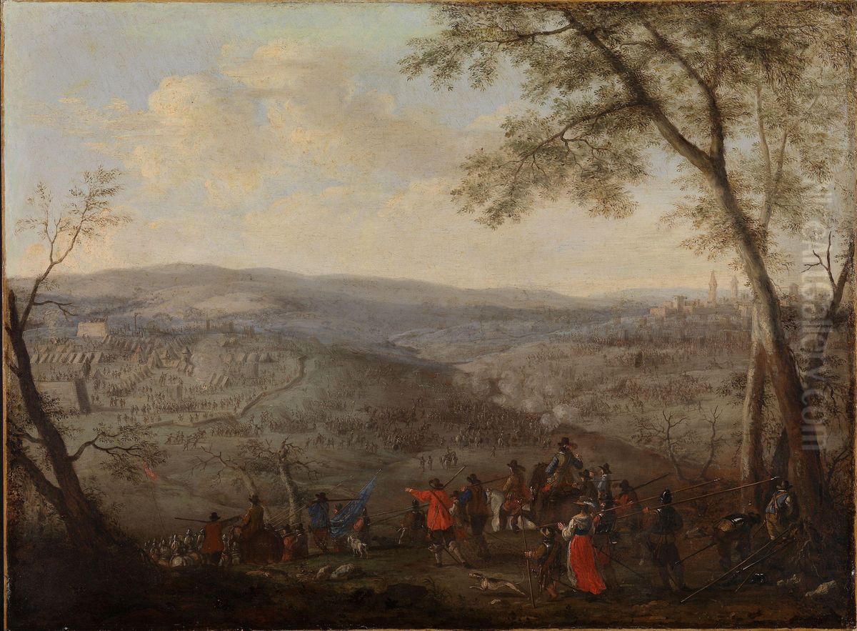 Battle Scene Oil Painting by Adam Frans van der Meulen