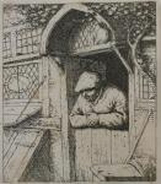 Der Bauer In Der Haust r Oil Painting by Adriaen Jansz. Van Ostade