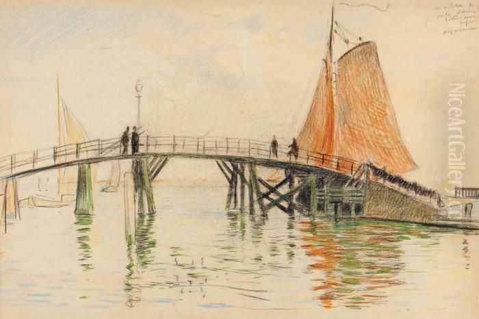 Monikkendam Oil Painting by Theo van Rysselberghe