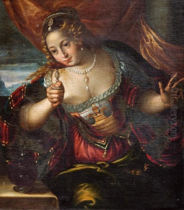 Dama De La Copa Oil Painting by Tiziano Vecellio (Titian)