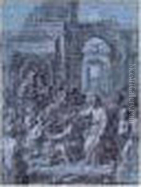 Les Pelerins D'emmaus ; La 
Visitation ; Le Christ Guerissant Un Possede ; Le Christ Et La 
Samaritaine Oil Painting by Francois Verdier