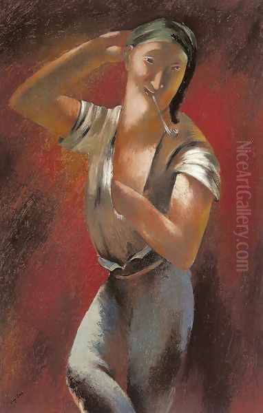 Man with a Pipe Oil Painting by Eugene Zak