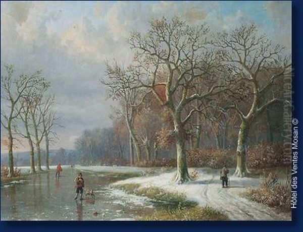 Paysage Hivernal Anime Oil Painting by Louis Pierre Verwee