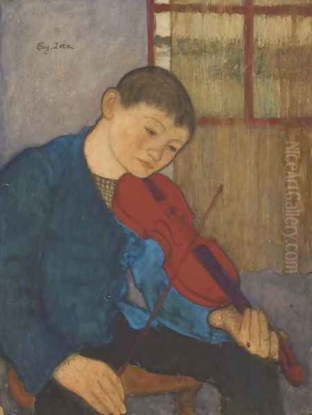 Boy with a Violin Oil Painting by Eugene Zak