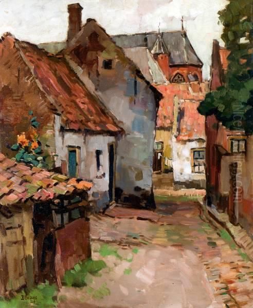Straatje In Hollands Stadje Oil Painting by Bernard, Ben Viegers