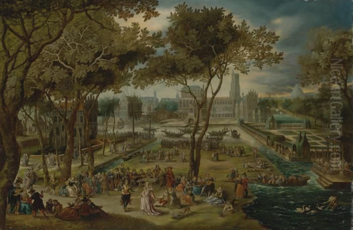 An Elaborate Fete On The Grounds Of A Chteau Oil Painting by David Vinckboons I