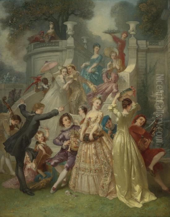Jeunesse, Printemps De La Vie; Printemps, Jeunesse De L'annee Oil Painting by Andre Charles Voillemot