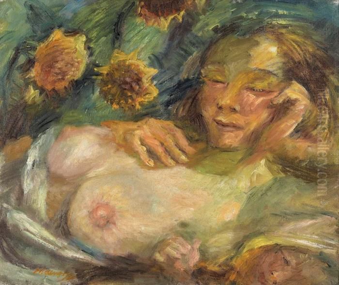 Schlafende Mit Kind Oil Painting by Alexander Leo Von Soldenhoff