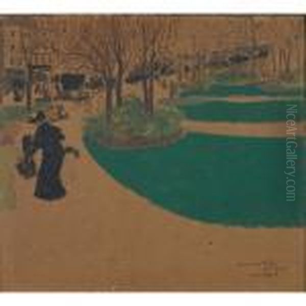 Fashionable Lady, Square Des Batignolles Oil Painting by Jean-Edouard Vuillard