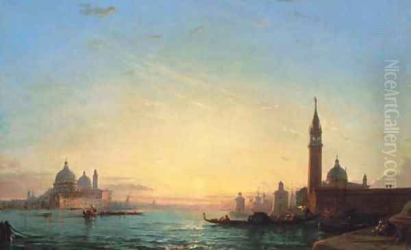 San Giorgio Maggiore et Santa Maria de la Salute Oil Painting by Felix Ziem