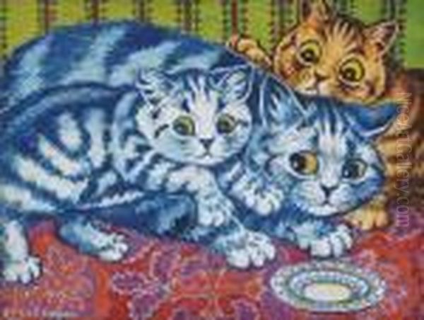 The Cat Who Got The Cream Oil Painting by Louis Wain