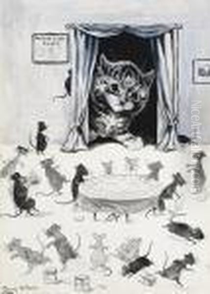 The Mouse Club Rules Oil Painting by Louis Wain