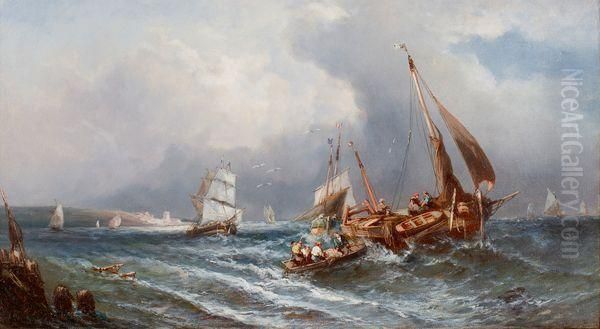 Bateaux De Peche Par Gros Temps Oil Painting by Antonie Waldorp
