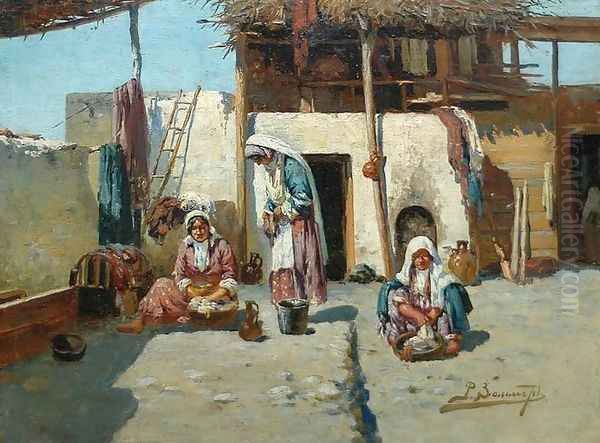 Women washing the linen Oil Painting by Richard Karlovich Zommer