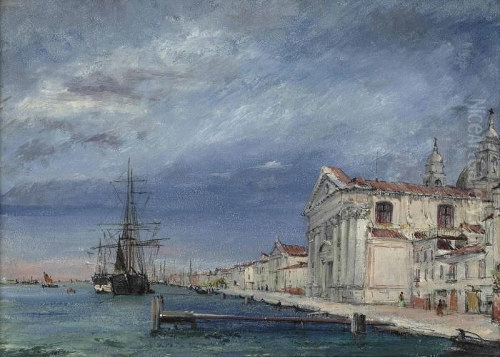 View Of The Chiesa Dei Gesuati, The Zattere, Venice Oil Painting by Andrew W. Warren