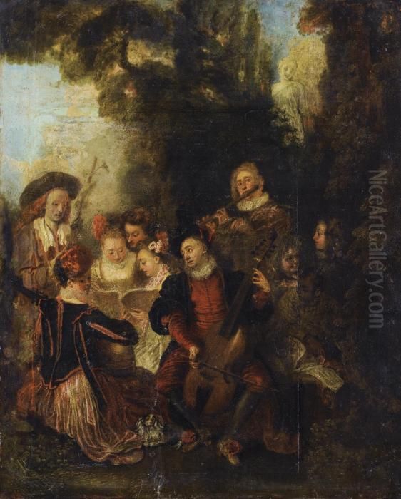 Le Concert Champetre Oil Painting by Jean-Antoine Watteau