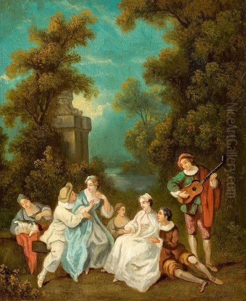 Park Scenery Oil Painting by Jean-Antoine Watteau