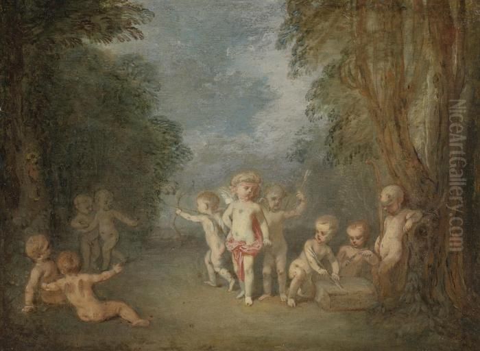 Cupid's Realm (le Royaume De L'amour) Oil Painting by Jean-Antoine Watteau