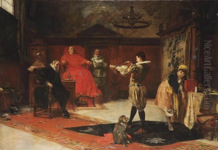 Entertaining The Cardinal Oil Painting by Joseph Emanuel Weiser