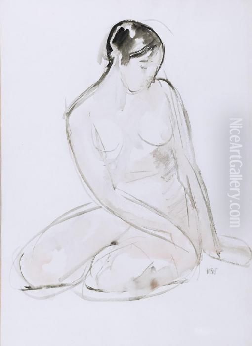 Akt Siedzacej Dziewczyny Oil Painting by Wojciech Weiss